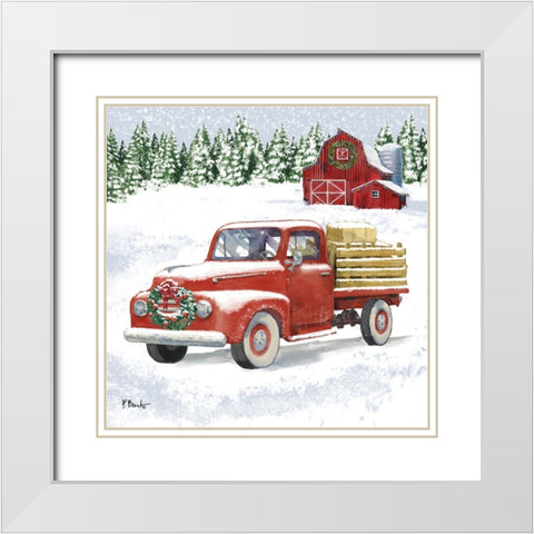 Holiday Winter Truck II White Modern Wood Framed Art Print with Double Matting by Brent, Paul