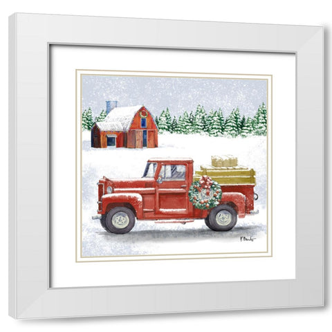 Holiday Winter Truck IV White Modern Wood Framed Art Print with Double Matting by Brent, Paul