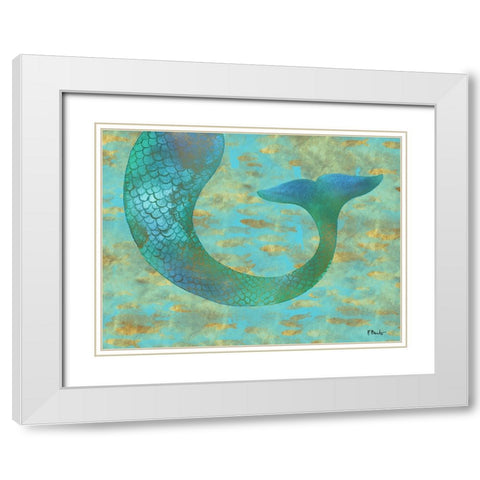 Viridian Mermaid White Modern Wood Framed Art Print with Double Matting by Brent, Paul