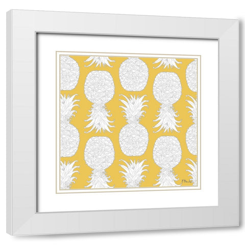 White Pineapple Repeat II White Modern Wood Framed Art Print with Double Matting by Brent, Paul