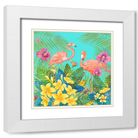 Tropical Fresh I - Aqua White Modern Wood Framed Art Print with Double Matting by Brent, Paul