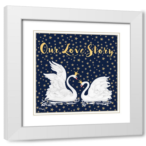 Swans and Stars White Modern Wood Framed Art Print with Double Matting by Brent, Paul