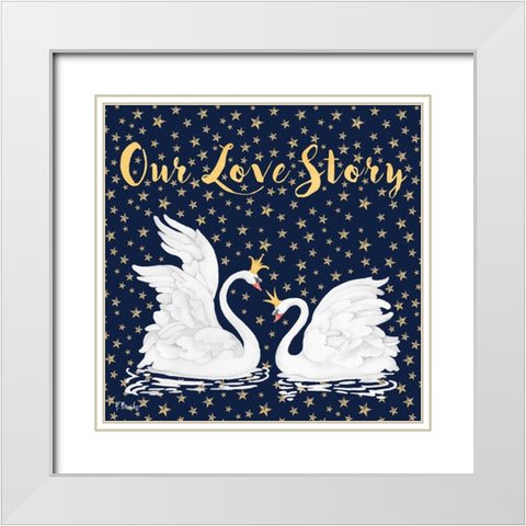 Swans and Stars White Modern Wood Framed Art Print with Double Matting by Brent, Paul