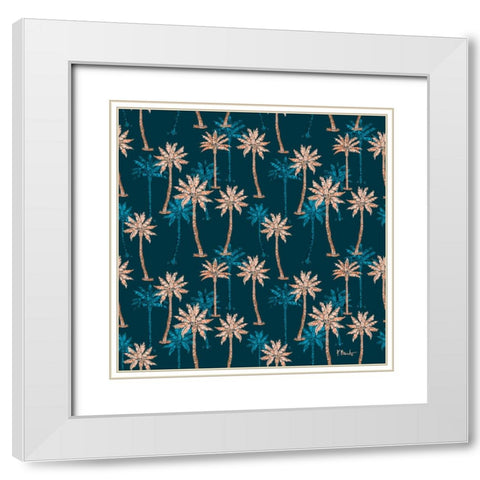Hollywood Palms - Midnight White Modern Wood Framed Art Print with Double Matting by Brent, Paul