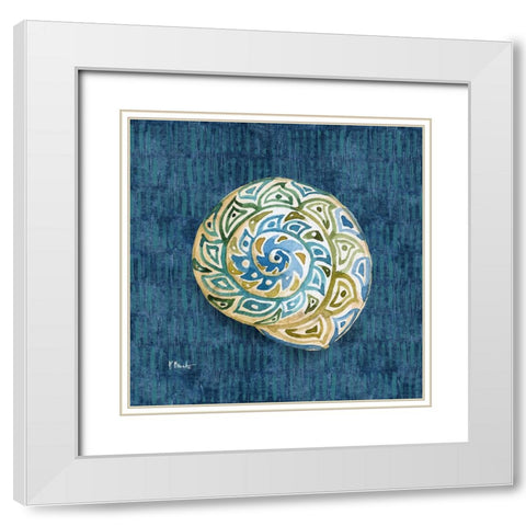 Embellished Shells I - Blue White Modern Wood Framed Art Print with Double Matting by Brent, Paul