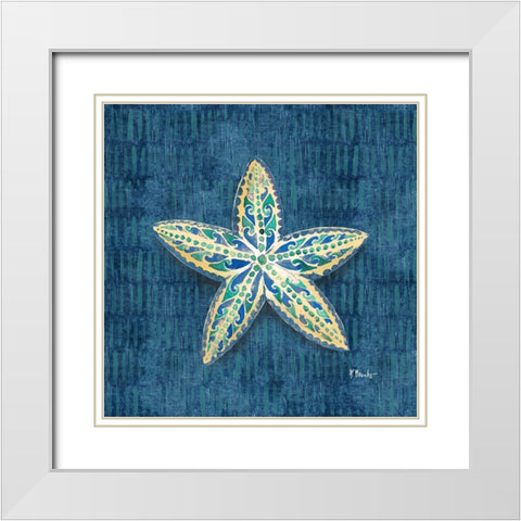 Embellished Shells II - Blue White Modern Wood Framed Art Print with Double Matting by Brent, Paul