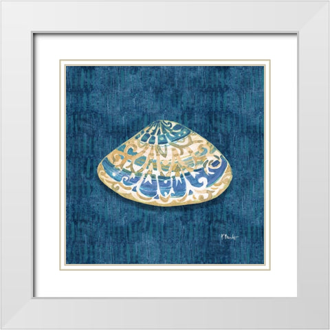 Embellished Shells IV - Blue White Modern Wood Framed Art Print with Double Matting by Brent, Paul