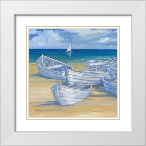 Blanco Beach Square V White Modern Wood Framed Art Print with Double Matting by Brent, Paul