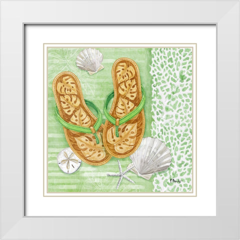 Key Largo Sandals IV White Modern Wood Framed Art Print with Double Matting by Brent, Paul
