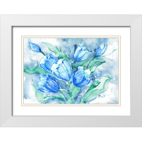 Fresh Tulips White Modern Wood Framed Art Print with Double Matting by Brent, Paul