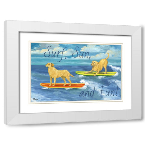 Surf Pup Horizontal White Modern Wood Framed Art Print with Double Matting by Brent, Paul