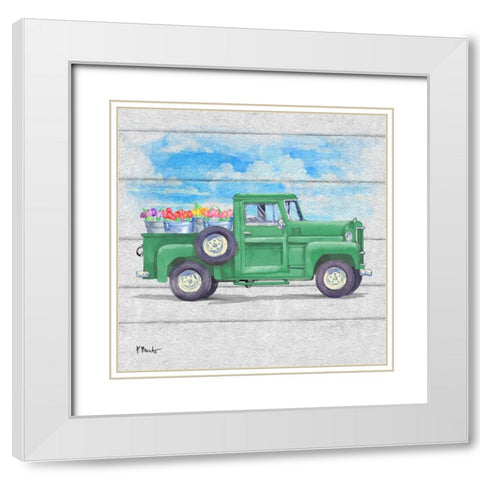 Flower Truck I White Modern Wood Framed Art Print with Double Matting by Brent, Paul