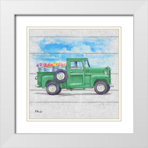 Flower Truck I White Modern Wood Framed Art Print with Double Matting by Brent, Paul