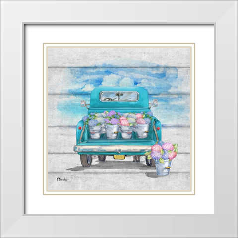 Flower Truck III White Modern Wood Framed Art Print with Double Matting by Brent, Paul