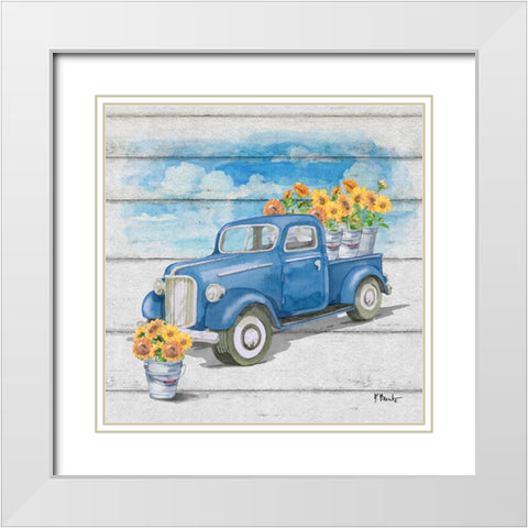 Flower Truck IV White Modern Wood Framed Art Print with Double Matting by Brent, Paul