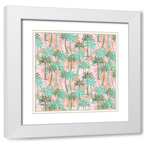 Melrose Palms - Pink White Modern Wood Framed Art Print with Double Matting by Brent, Paul