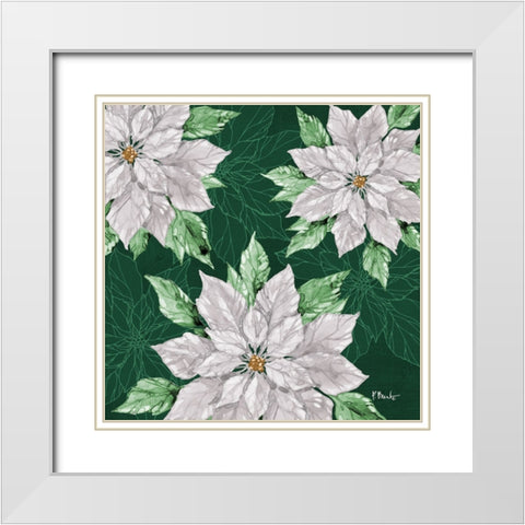 Fiona Poinsettias I - Green White Modern Wood Framed Art Print with Double Matting by Brent, Paul