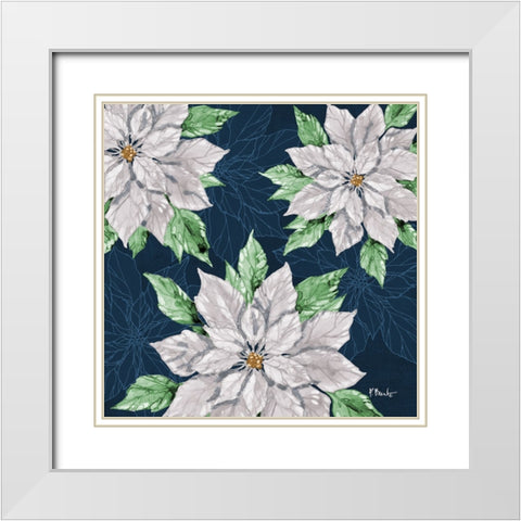 Fiona Poinsettias I - Navy White Modern Wood Framed Art Print with Double Matting by Brent, Paul