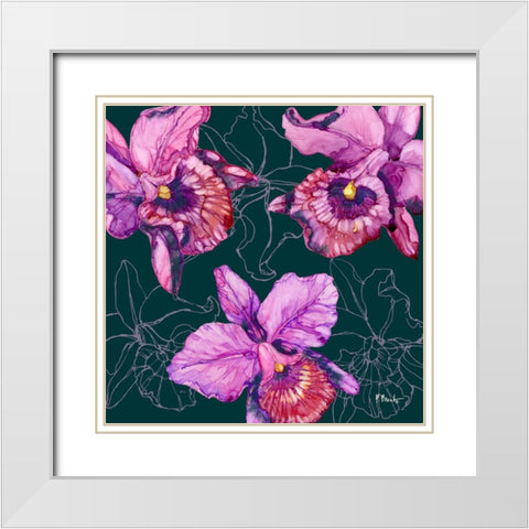 Hilo Orchids White Modern Wood Framed Art Print with Double Matting by Brent, Paul