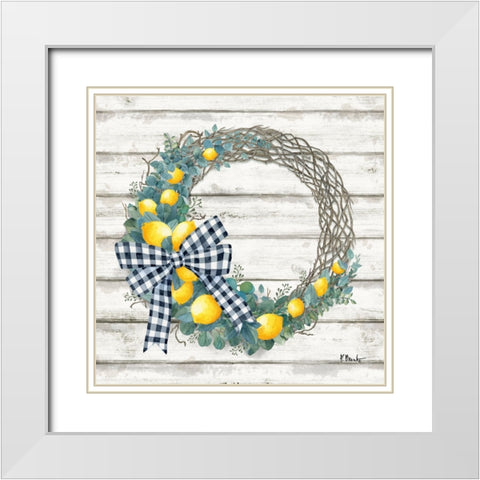 Lemon Wreath III White Modern Wood Framed Art Print with Double Matting by Brent, Paul