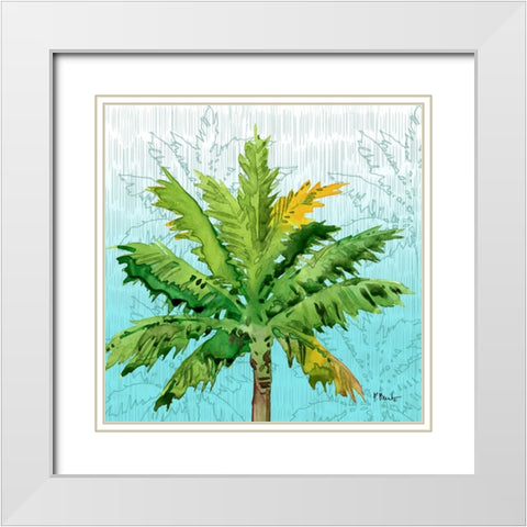 Hilo Palms I - Blue White Modern Wood Framed Art Print with Double Matting by Brent, Paul