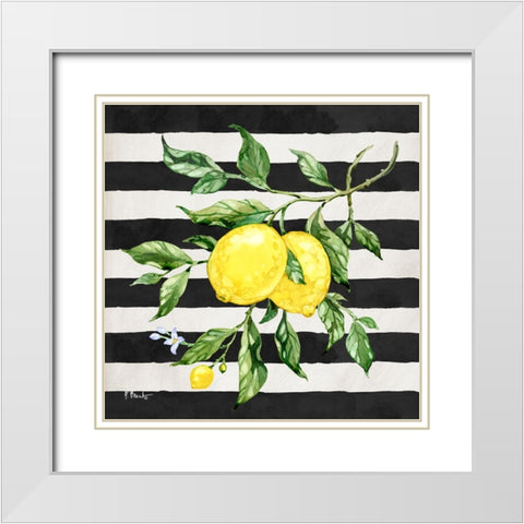 Sicilian Lemons II - Stripes White Modern Wood Framed Art Print with Double Matting by Brent, Paul