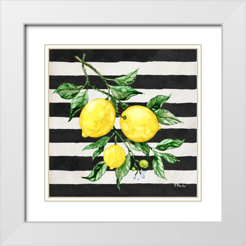 Sicilian Lemons III - Stripes White Modern Wood Framed Art Print with Double Matting by Brent, Paul