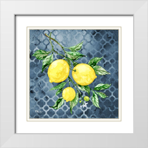 Sicilian Lemons III - Indigo White Modern Wood Framed Art Print with Double Matting by Brent, Paul
