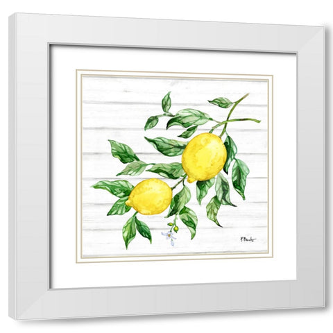 Sicilian Lemons IV - Wood White Modern Wood Framed Art Print with Double Matting by Brent, Paul