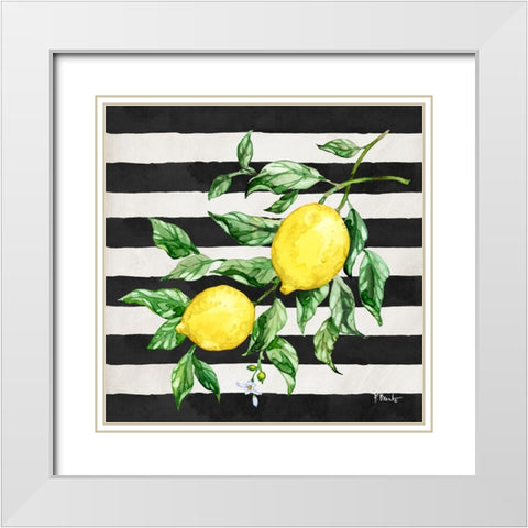 Sicilian Lemons IV - Stripes White Modern Wood Framed Art Print with Double Matting by Brent, Paul