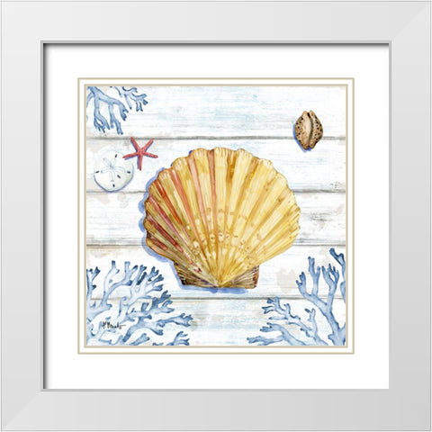 Bahia Shells Wood I White Modern Wood Framed Art Print with Double Matting by Brent, Paul