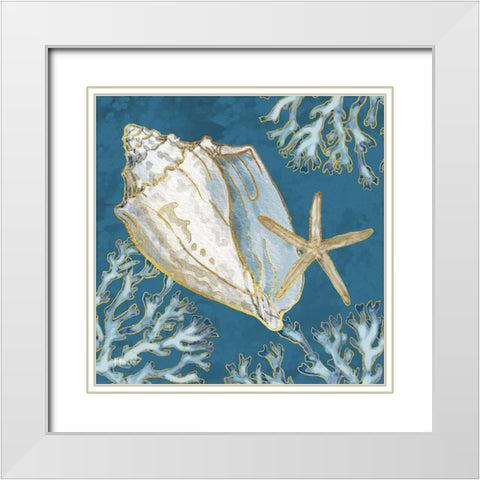 Playa Shells III - Indigo White Modern Wood Framed Art Print with Double Matting by Brent, Paul