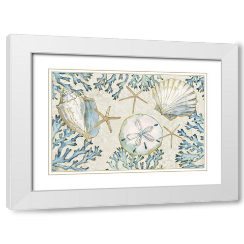 Playa Shells Horizontal White Modern Wood Framed Art Print with Double Matting by Brent, Paul