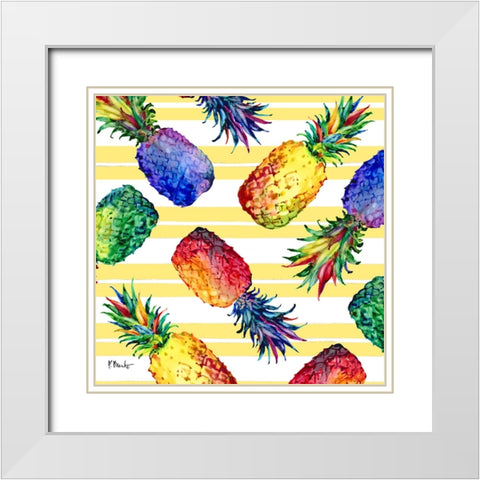 Hilo Pineapple Toss I White Modern Wood Framed Art Print with Double Matting by Brent, Paul
