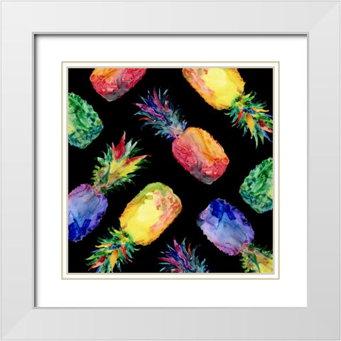 Hilo Pineapple Toss II White Modern Wood Framed Art Print with Double Matting by Brent, Paul