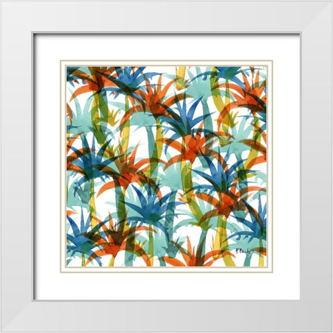 Hilo Palm Toss White Modern Wood Framed Art Print with Double Matting by Brent, Paul