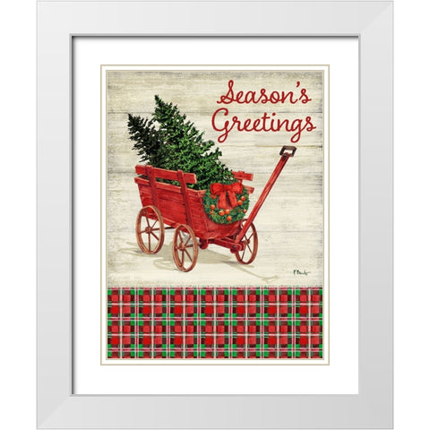 Christmas Wagon Vertical II White Modern Wood Framed Art Print with Double Matting by Brent, Paul