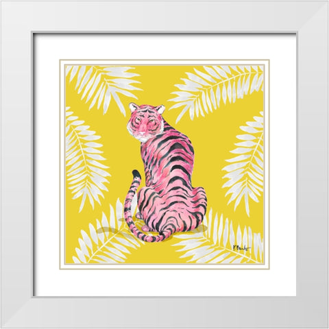 Serengeti Tiger II - Palms White Modern Wood Framed Art Print with Double Matting by Brent, Paul