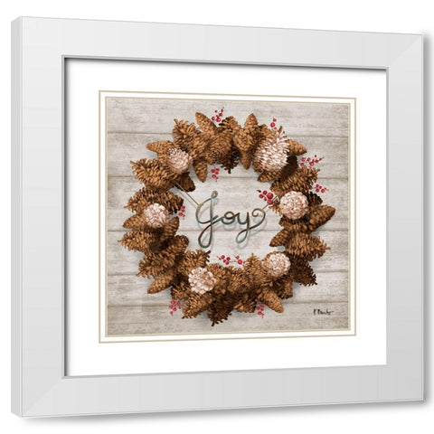 Wreath Greeting III White Modern Wood Framed Art Print with Double Matting by Brent, Paul