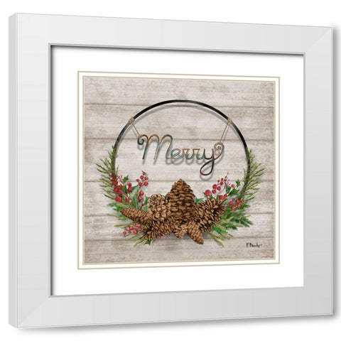 Wreath Greeting IV White Modern Wood Framed Art Print with Double Matting by Brent, Paul