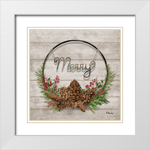 Wreath Greeting IV White Modern Wood Framed Art Print with Double Matting by Brent, Paul