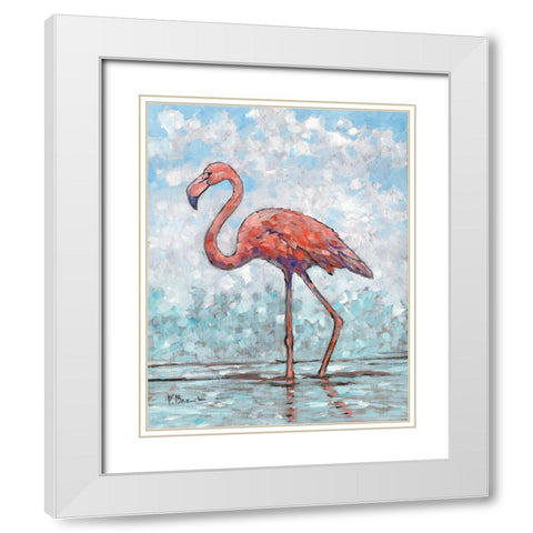 Impressions of Flamingos I White Modern Wood Framed Art Print with Double Matting by Brent, Paul