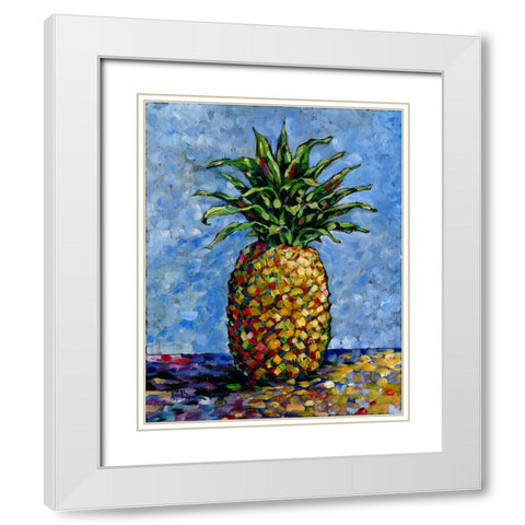 Impressions of Pineapples II White Modern Wood Framed Art Print with Double Matting by Brent, Paul