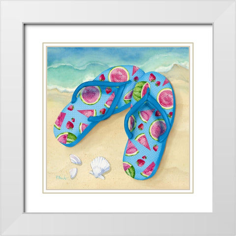 Fruity Flip Flops III White Modern Wood Framed Art Print with Double Matting by Brent, Paul