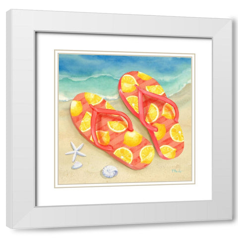 Fruity Flip Flops IV White Modern Wood Framed Art Print with Double Matting by Brent, Paul