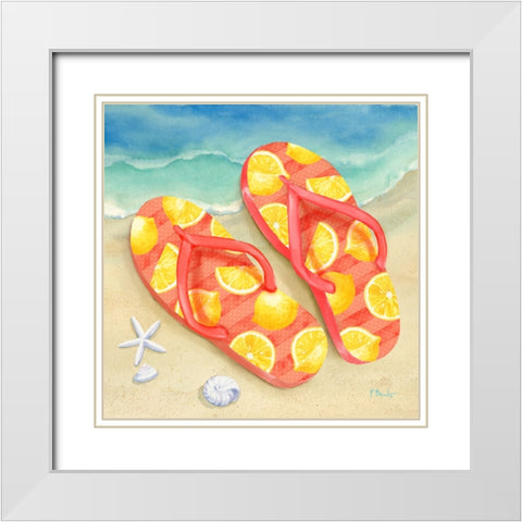 Fruity Flip Flops IV White Modern Wood Framed Art Print with Double Matting by Brent, Paul