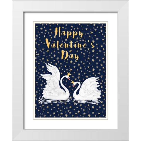 Swans and Stars Vertical White Modern Wood Framed Art Print with Double Matting by Brent, Paul