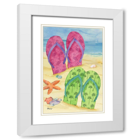 Toes in the Sand Vertical White Modern Wood Framed Art Print with Double Matting by Brent, Paul