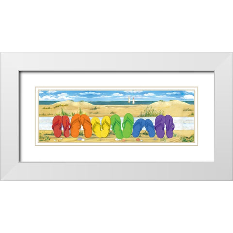 Rainbow Flip Flops White Modern Wood Framed Art Print with Double Matting by Brent, Paul