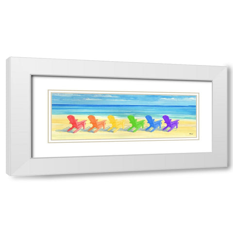 Rainbow Adirondack Chairs White Modern Wood Framed Art Print with Double Matting by Brent, Paul